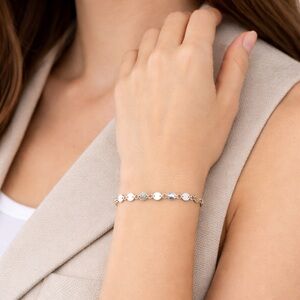 Silver Disc Chain Bracelet | Minimalist Flat Round Link Bracelet